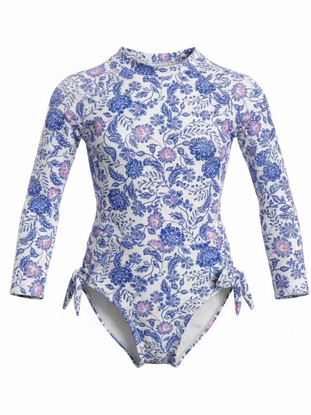 Old Navy Girls' Long Sleeve Floral Rashguard - White, Blue, Pink